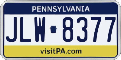 PA license plate JLW8377