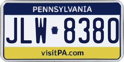 PA license plate JLW8380