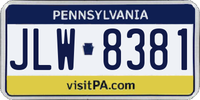 PA license plate JLW8381