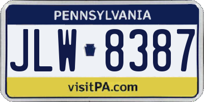 PA license plate JLW8387