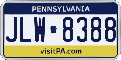 PA license plate JLW8388