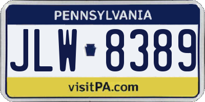 PA license plate JLW8389