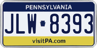 PA license plate JLW8393