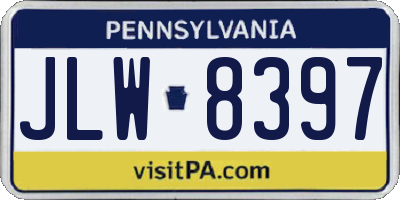 PA license plate JLW8397