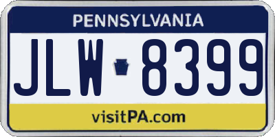 PA license plate JLW8399