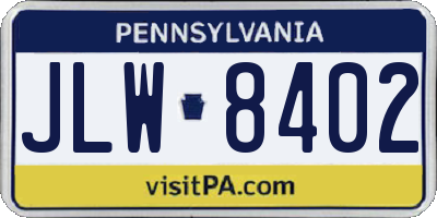 PA license plate JLW8402
