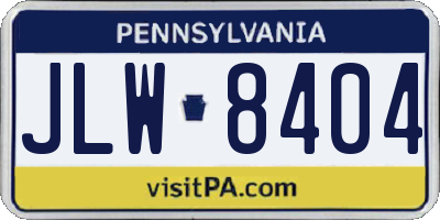 PA license plate JLW8404