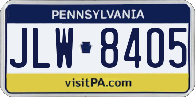 PA license plate JLW8405