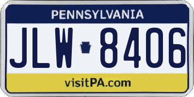 PA license plate JLW8406