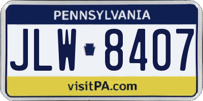 PA license plate JLW8407