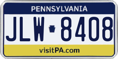 PA license plate JLW8408