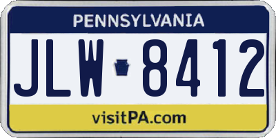 PA license plate JLW8412
