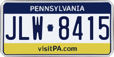 PA license plate JLW8415