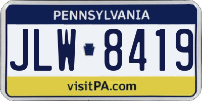 PA license plate JLW8419