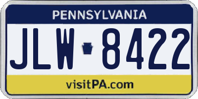 PA license plate JLW8422