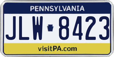 PA license plate JLW8423