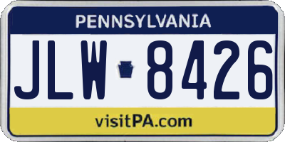 PA license plate JLW8426
