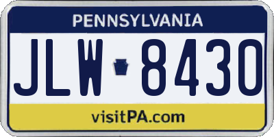 PA license plate JLW8430