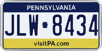 PA license plate JLW8434