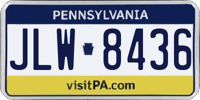 PA license plate JLW8436