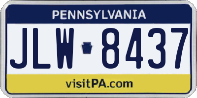 PA license plate JLW8437