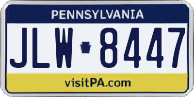 PA license plate JLW8447