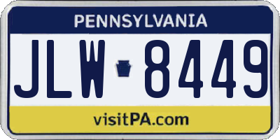 PA license plate JLW8449