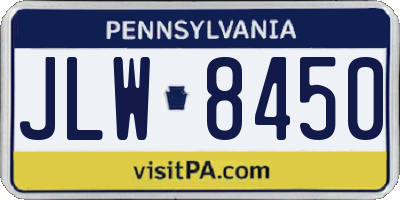 PA license plate JLW8450