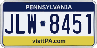 PA license plate JLW8451