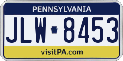 PA license plate JLW8453