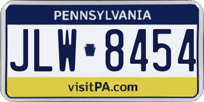 PA license plate JLW8454