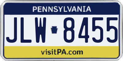 PA license plate JLW8455