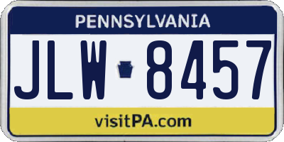 PA license plate JLW8457