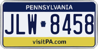 PA license plate JLW8458