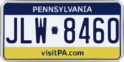 PA license plate JLW8460