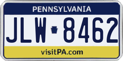 PA license plate JLW8462