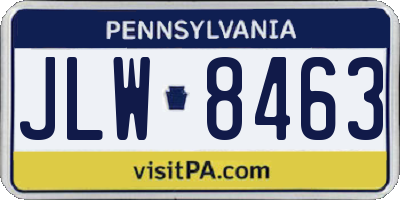 PA license plate JLW8463