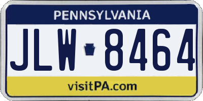 PA license plate JLW8464