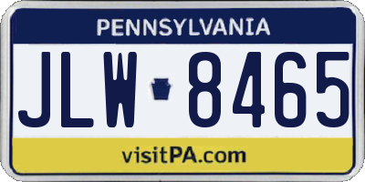 PA license plate JLW8465