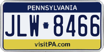 PA license plate JLW8466