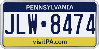 PA license plate JLW8474