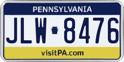 PA license plate JLW8476