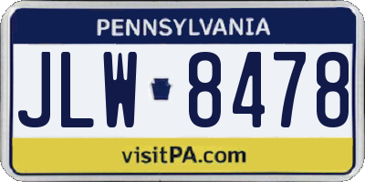 PA license plate JLW8478