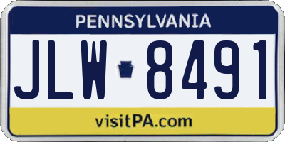 PA license plate JLW8491