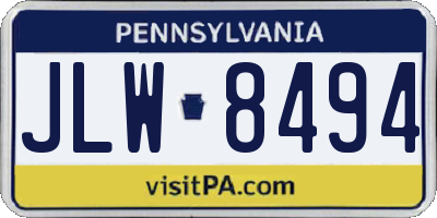 PA license plate JLW8494