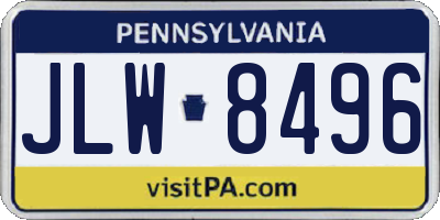 PA license plate JLW8496