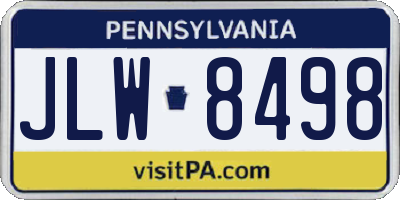 PA license plate JLW8498