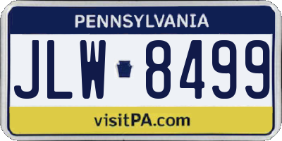 PA license plate JLW8499