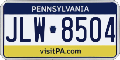 PA license plate JLW8504