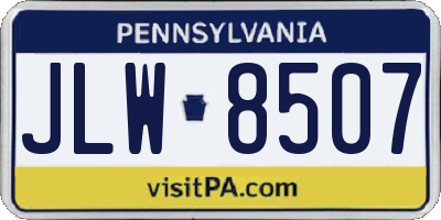 PA license plate JLW8507